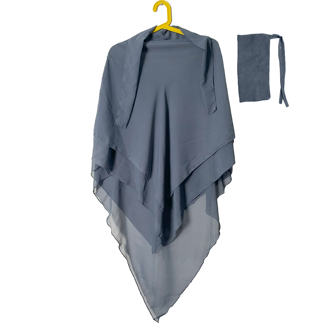3 Layer Hijab Light Gray / Lightweight, non-slip, and easy to wear all day.