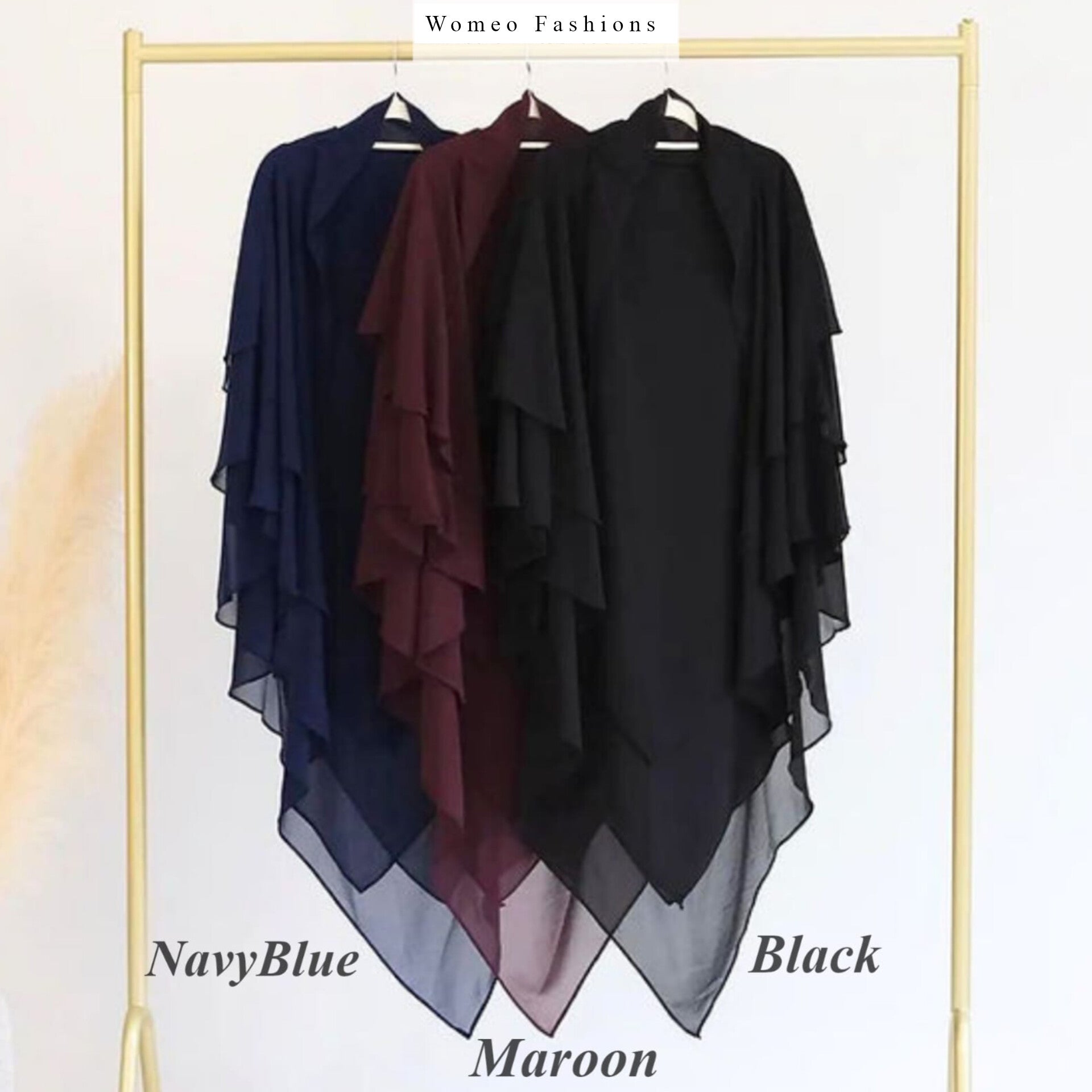 3 Layer hijab black / Elegant look with full coverage and all-day comfort.