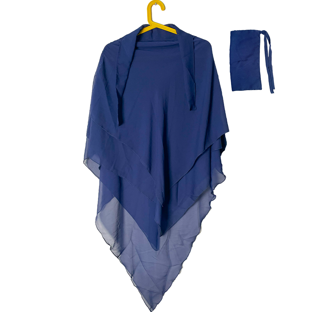 3 Layer hijab Navy blue / Elegant look with full coverage and all-day comfort.