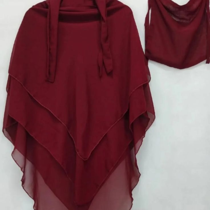3 Layer Hijab mehroon /Lightweight, non-slip, and easy to wear all day
