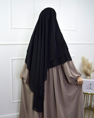 3 Layer hijab black / Elegant look with full coverage and all-day comfort.