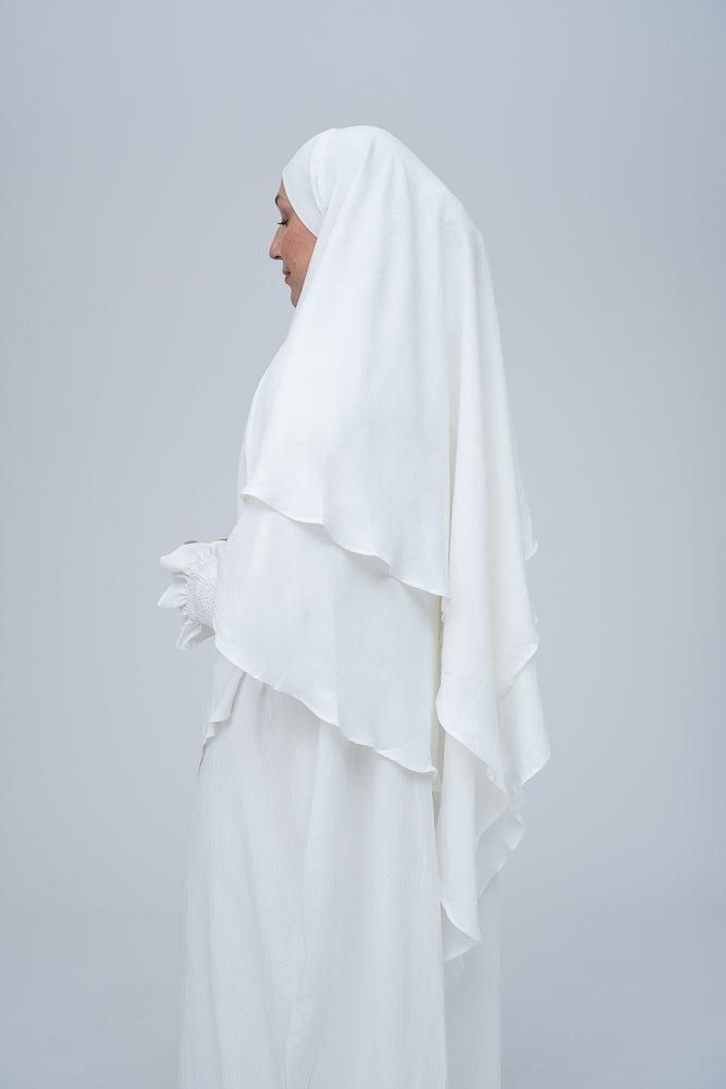 3 Layer Hijab White / Lightweight, non-slip, and easy to wear all day.