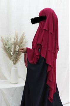 3 Layer Hijab mehroon /Lightweight, non-slip, and easy to wear all day