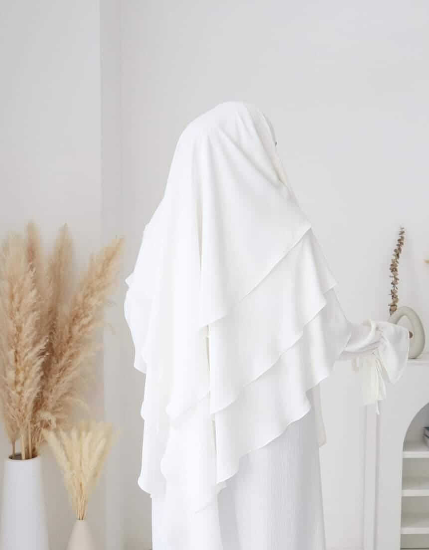 3 Layer Hijab White / Lightweight, non-slip, and easy to wear all day.