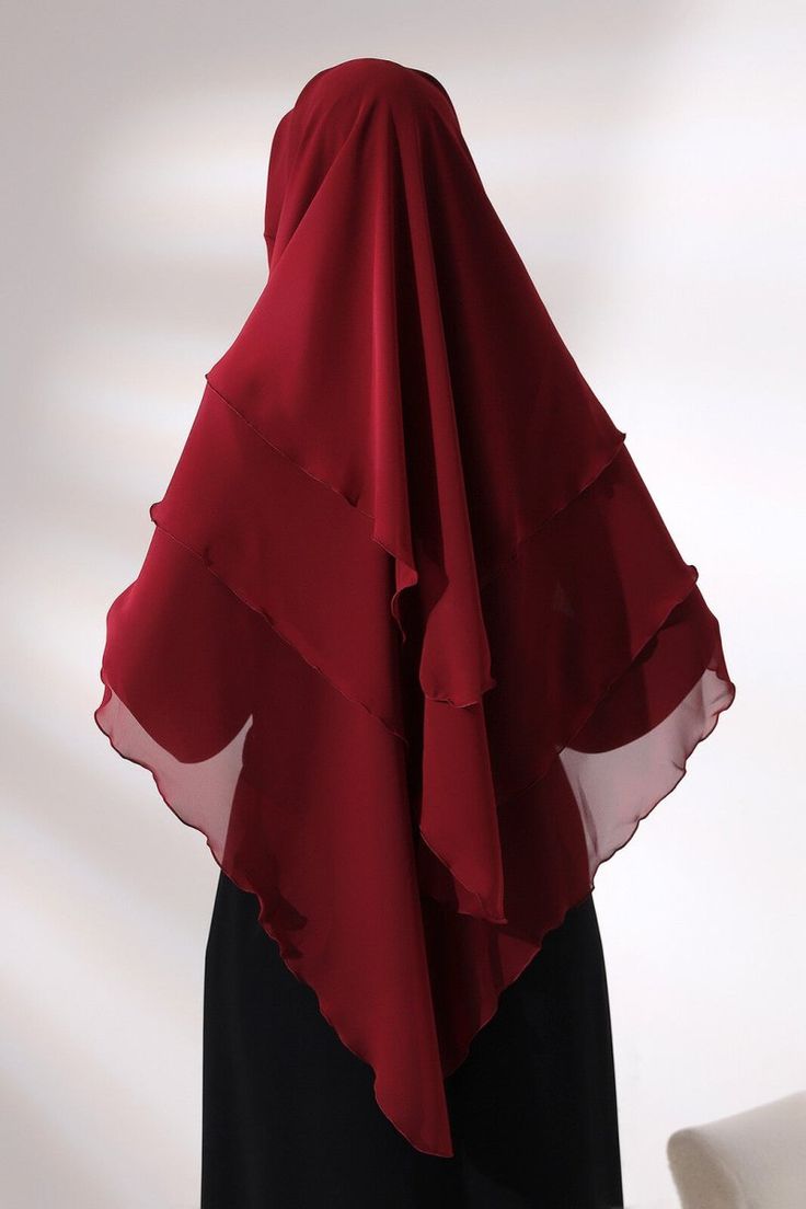 3 Layer Hijab mehroon /Lightweight, non-slip, and easy to wear all day