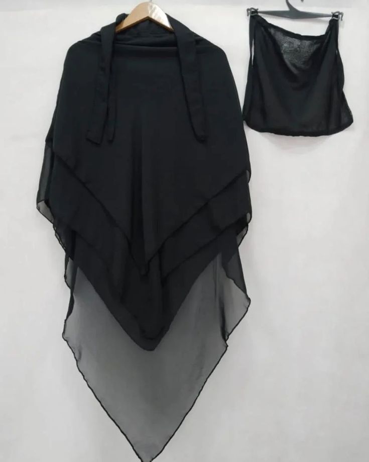 3 Layer hijab black / Elegant look with full coverage and all-day comfort.