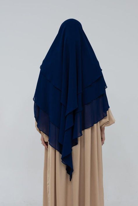 3 Layer hijab Navy blue / Elegant look with full coverage and all-day comfort.